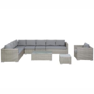 wohnli-moebel-suche-800000529441 Wohnli Möbelsuche - LOUNGE-SET 8-Sitzer hellgrau linksseitig modular Auflagen grau XXL