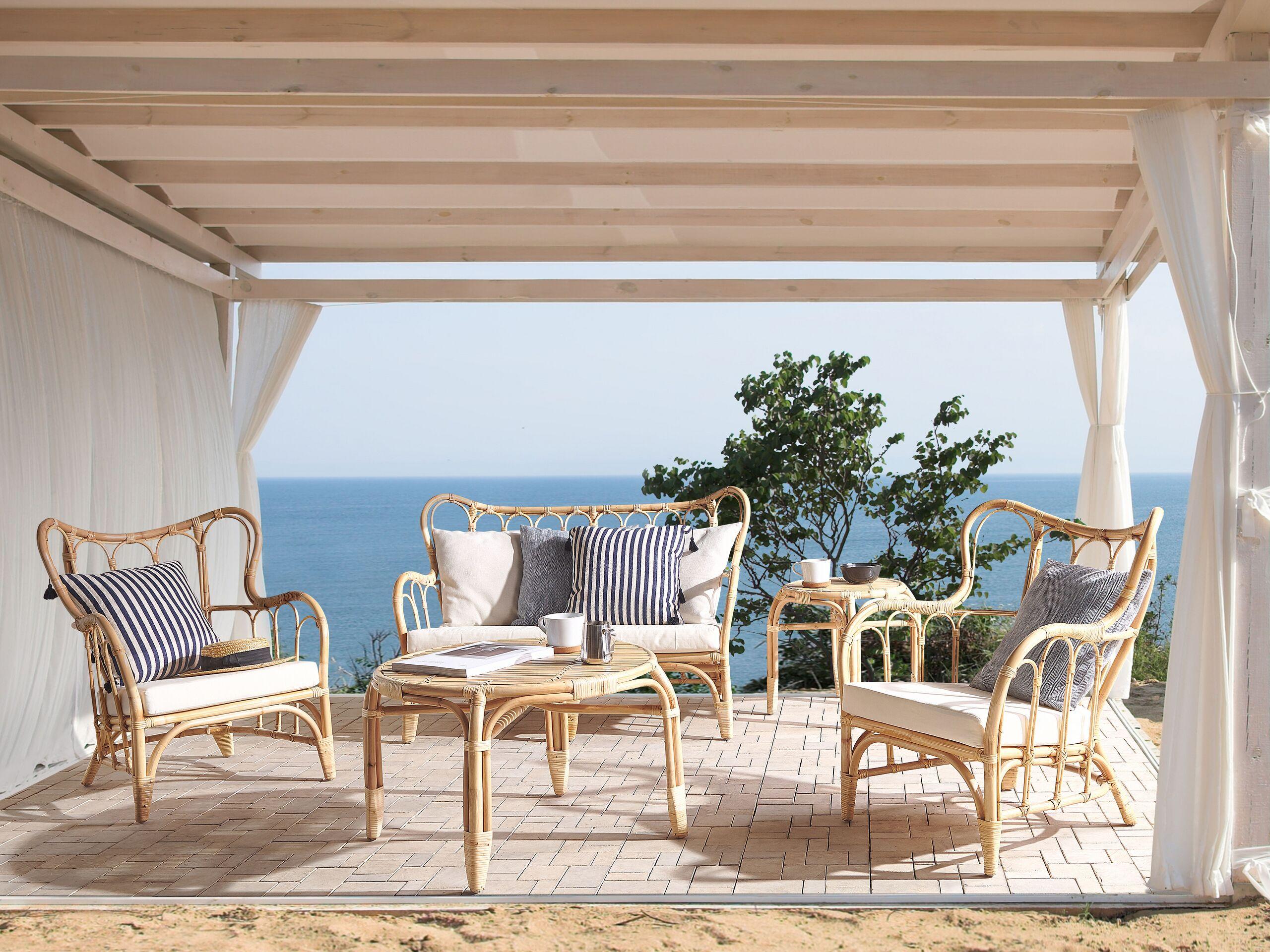 GARTENMÖBEL-SET 4-sitzer Rattan Beige Brindisi Naturmaterialien Beliani Garten & Outdoor > Gartenmöbel > Gartenmöbel-Sets Beige