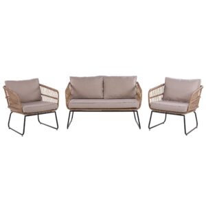 wohnli-moebel-suche-800000529468-1 GARTENMÖBEL-SET 4-Sitzer Rattan Beige Ravello Kunststoff Beliani Garten & Outdoor > Gartenmöbel > Gartenmöbel-Sets Beige