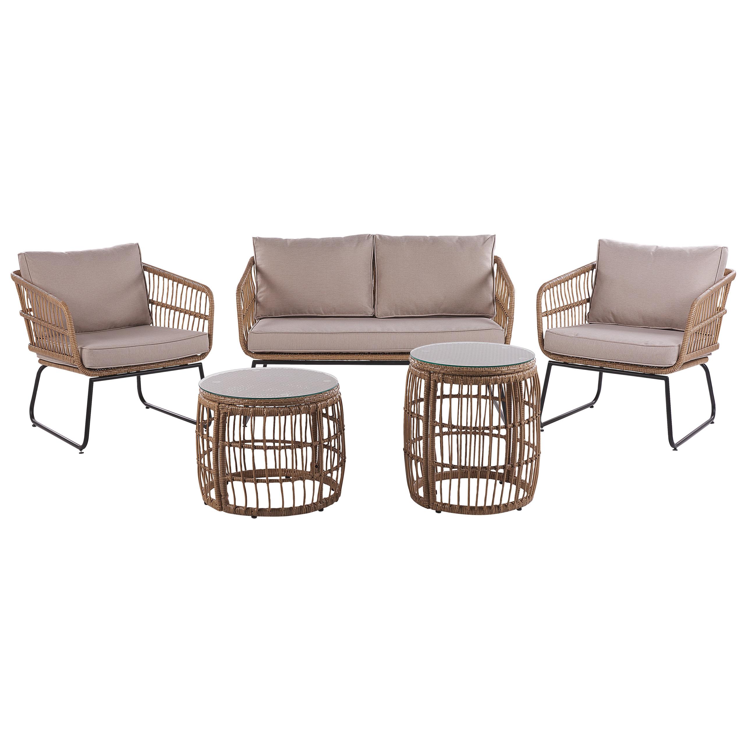 Wohnli Möbelsuche - GARTENMÖBEL-SET 4-Sitzer Rattan Beige Ravello