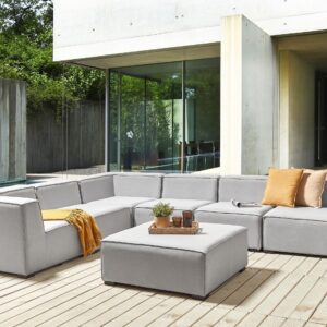 wohnli-moebel-suche-800000529482-1 LOUNGE SET 7-Sitzer hellgrau linksseitig modular Arezzo Textil Beliani Garten & Outdoor > Gartenmöbel > Gartenmöbel-Sets Grau