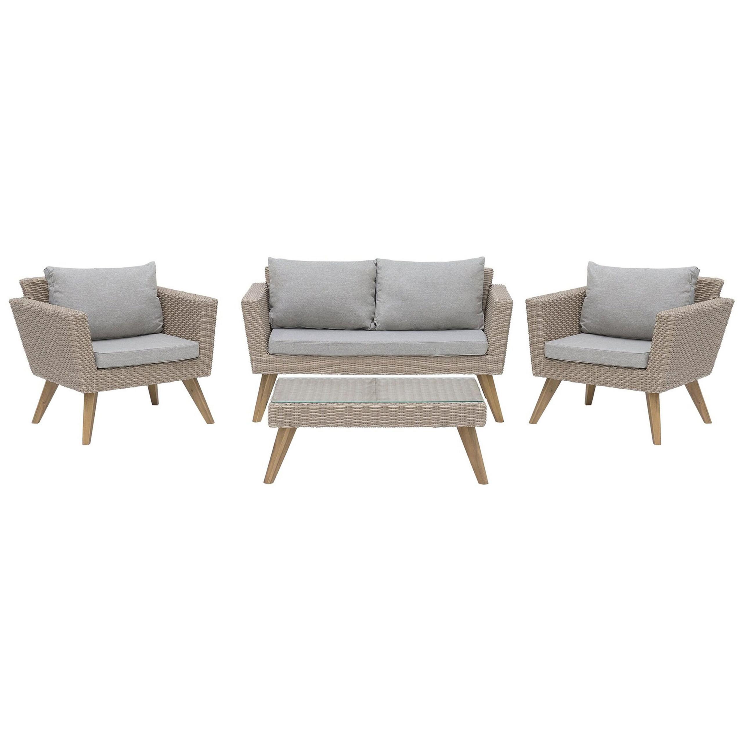 Wohnli Möbelsuche - LOUNGE-SET 4-sitzer Rattan Grau Vittoria