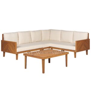 wohnli-moebel-suche-800000529535-1 LOUNGE-SET 4-Sitzer Akazienholz Hellbraun Baratti Holz Beliani Garten & Outdoor > Gartenmöbel > Gartenmöbel-Sets Braun
