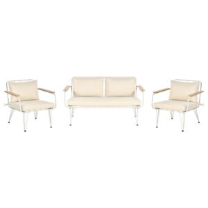 LOUNGE-SET 4-sitzer Stahl Beige Montesilvano Metall Beliani Garten & Outdoor > Gartenmöbel > Gartenmöbel-Sets Beige
