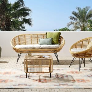 wohnli-moebel-suche-800000529837-1 3-SITZER LOUNGE SET Rattan Natürlich Maratea/Cesenatico Naturmaterialien Beliani Garten & Outdoor > Gartenmöbel > Gartenmöbel-Sets Braun