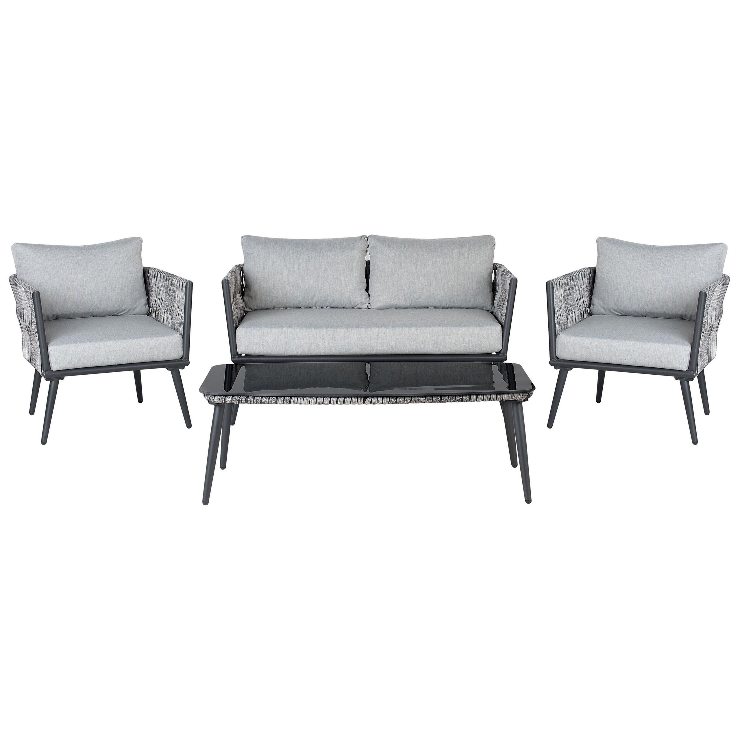 Wohnli Möbelsuche - GARTENMÖBEL-SET 4-sitzer Rattan Grau Preveza