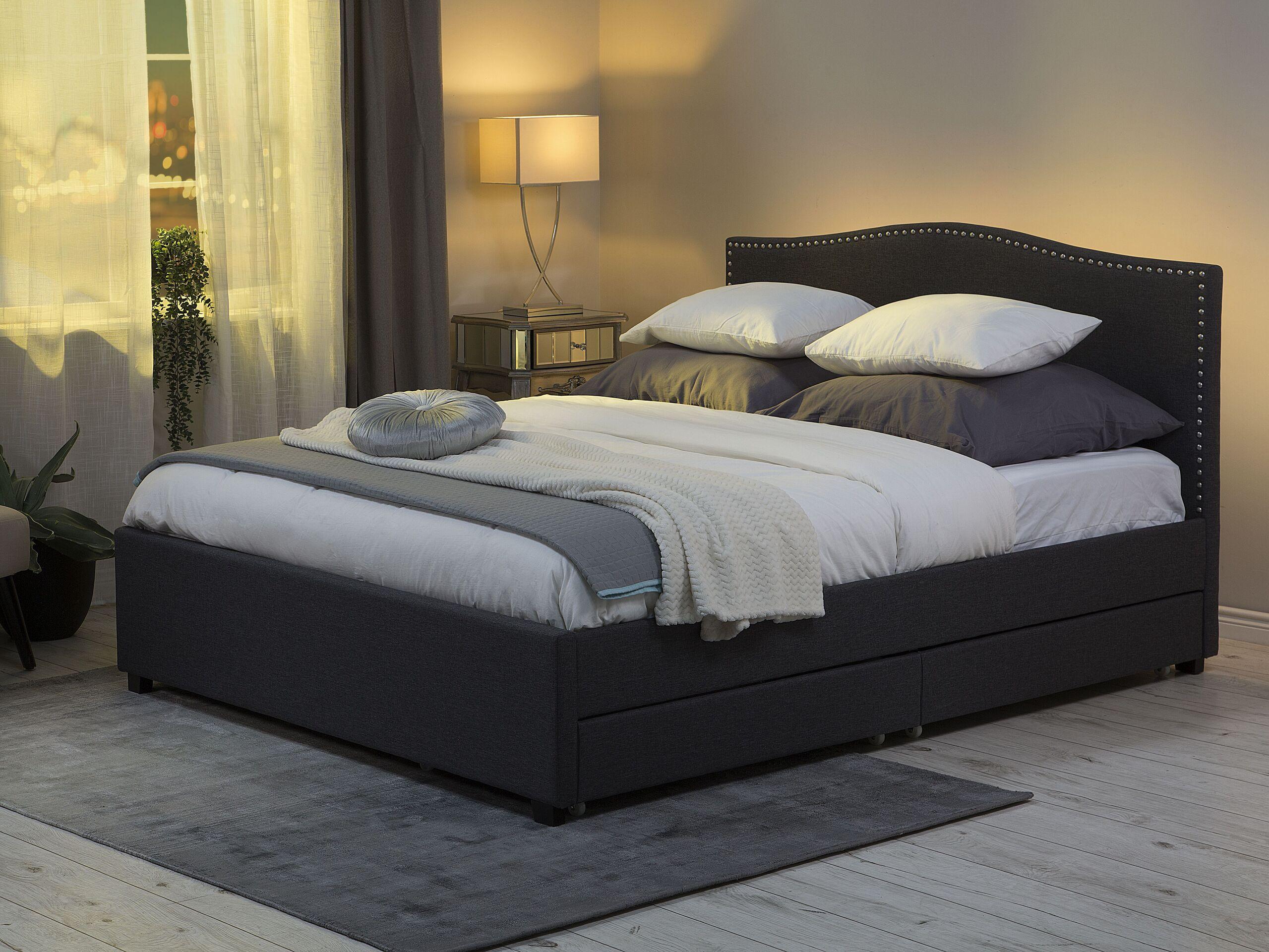 wohnli-moebel-suche-800000530010-1 POLSTERBETT 160/200cm Dunkelgrau Montpellier Textil Beliani Möbel > Betten > Polsterbetten Grau