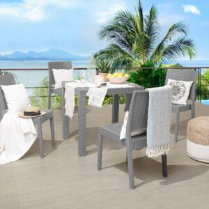 wohnli-moebel-suche-800000531741-1 GARTENTISCH Rattanoptik hellgrau 80/80 cm Fossano Kunststoff Beliani Garten & Outdoor > Gartenmöbel > Gartentische Grau