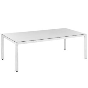 Wohnli Möbelsuche - GARTENTISCH Rattan weiß Glasplatte 220/100 cm Italy