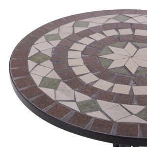 GARTENTISCH Eisen schwarz Mosaik 60 cm Cariati Metall Beliani Garten & Outdoor > Gartenmöbel > Gartentische Schwarz