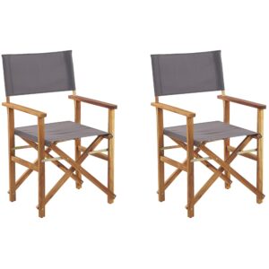 Wohnli Möbelsuche - GARTENSTUHL 2er-Set Akazienholz hellbraun Auflagen grau Cine