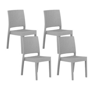 Wohnli Möbelsuche - GARTENSTUHL 4er-Set Rattanoptik hellgrau Fossano