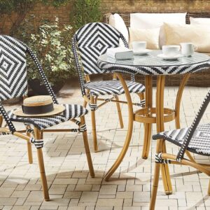 STUHL 4er-Set PE Rattan schwarz/weiß Rifreddo Kunststoff Beliani Garten & Outdoor > Gartenmöbel > Gartenstühle Schwarz