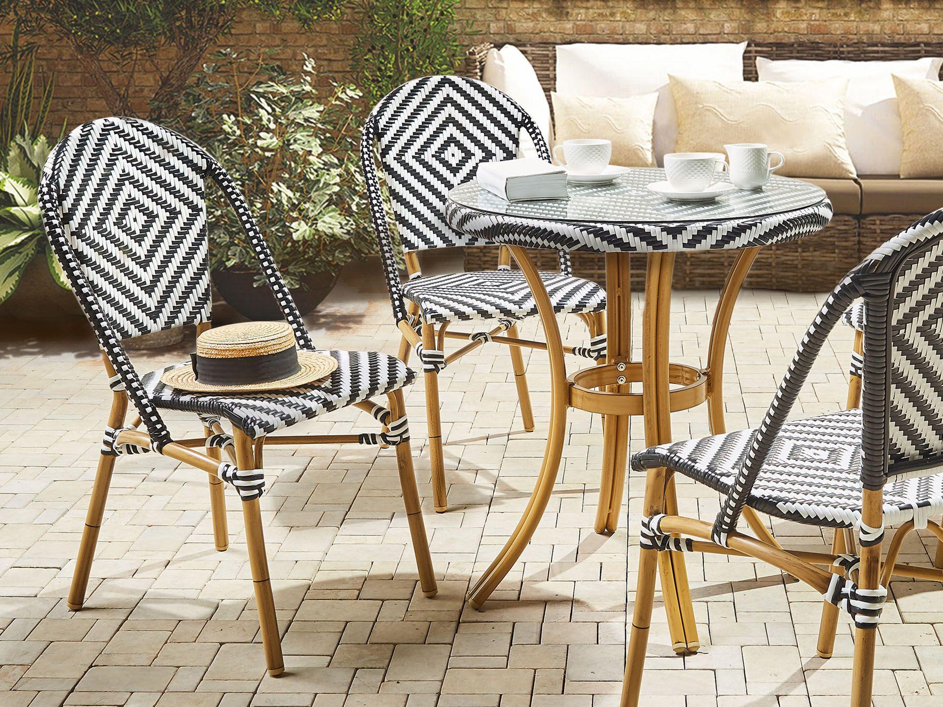 STUHL 4er-Set PE Rattan schwarz/weiß Rifreddo Kunststoff Beliani Garten & Outdoor > Gartenmöbel > Gartenstühle Schwarz