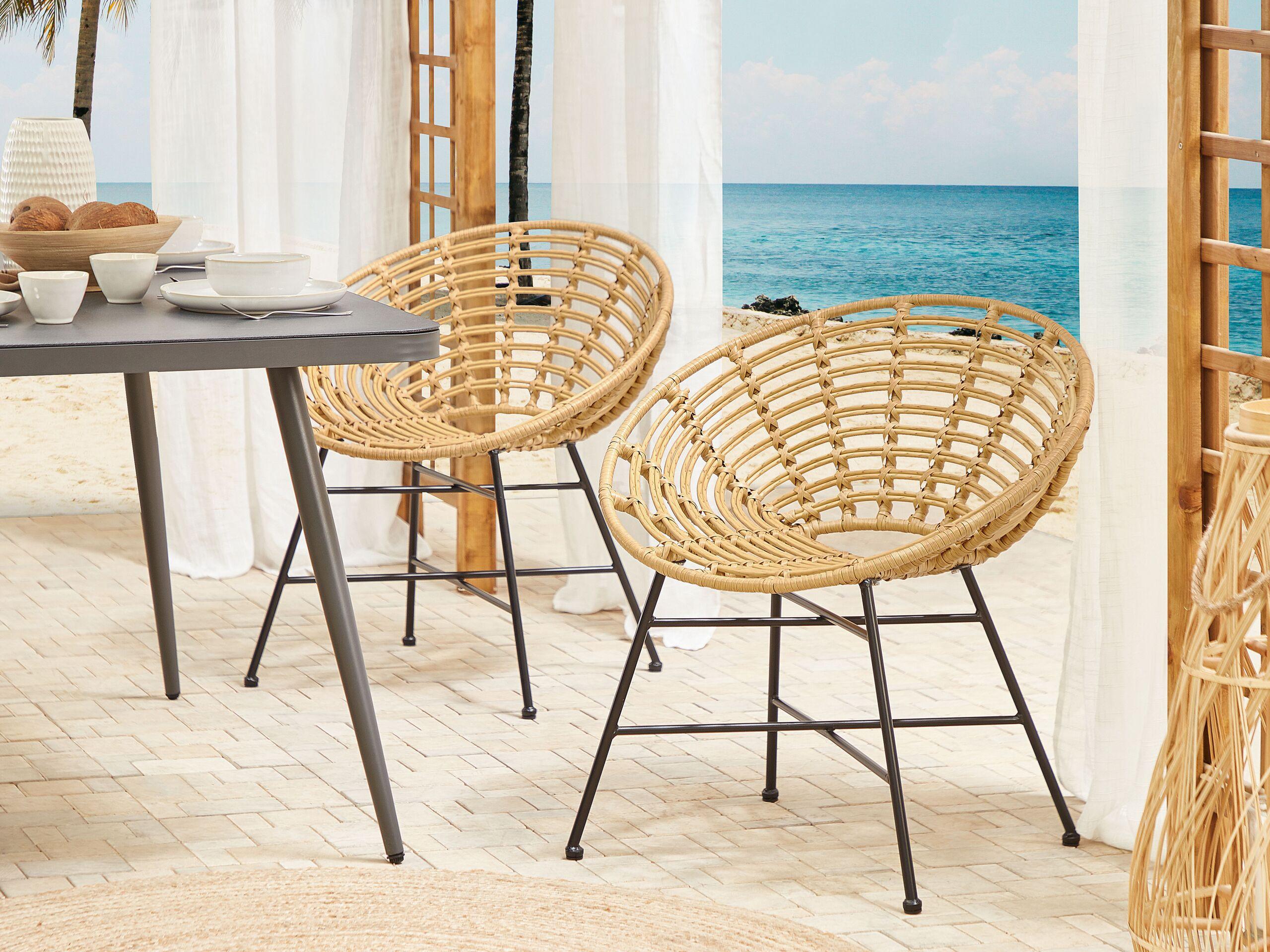 RATTANSTUHL 2er-Set PE beige Acerra Kunststoff Beliani Garten & Outdoor > Gartenmöbel > Gartenstühle Beige