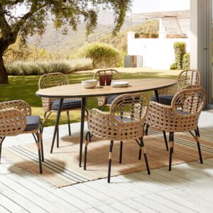 GARTENSTUHL 6er-Set PE Rattan Auflage graphitgrau Pratello Kunststoff Beliani Garten & Outdoor > Gartenmöbel > Gartenstühle Braun