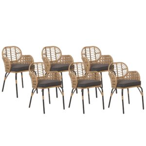 Wohnli Möbelsuche - GARTENSTUHL 6er-Set PE Rattan Auflage graphitgrau Pratello