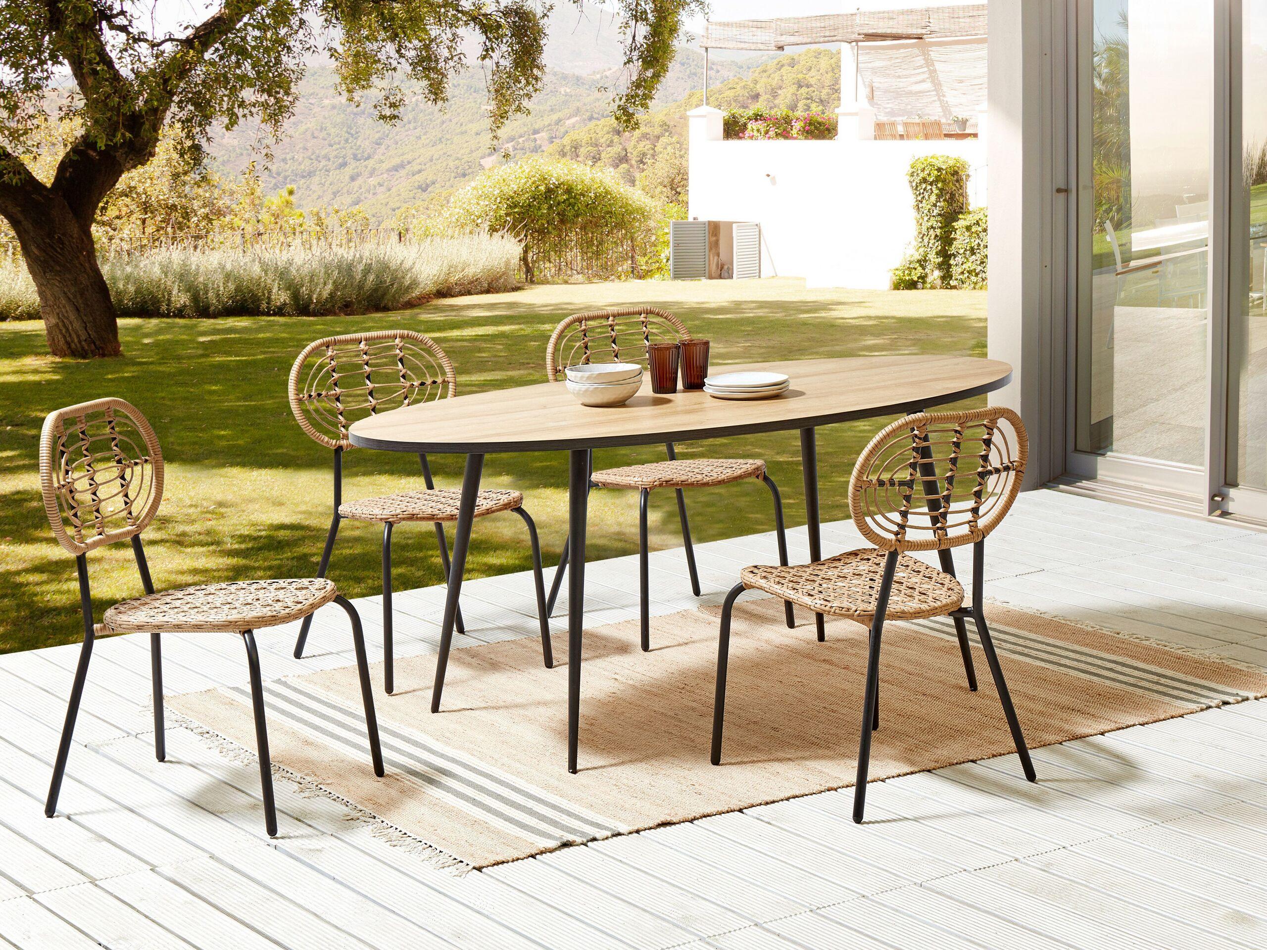 GARTENSTUHL 4er-Set PE Rattan natürlich Pratello Kunststoff Beliani Garten & Outdoor > Gartenmöbel > Gartenstühle Braun
