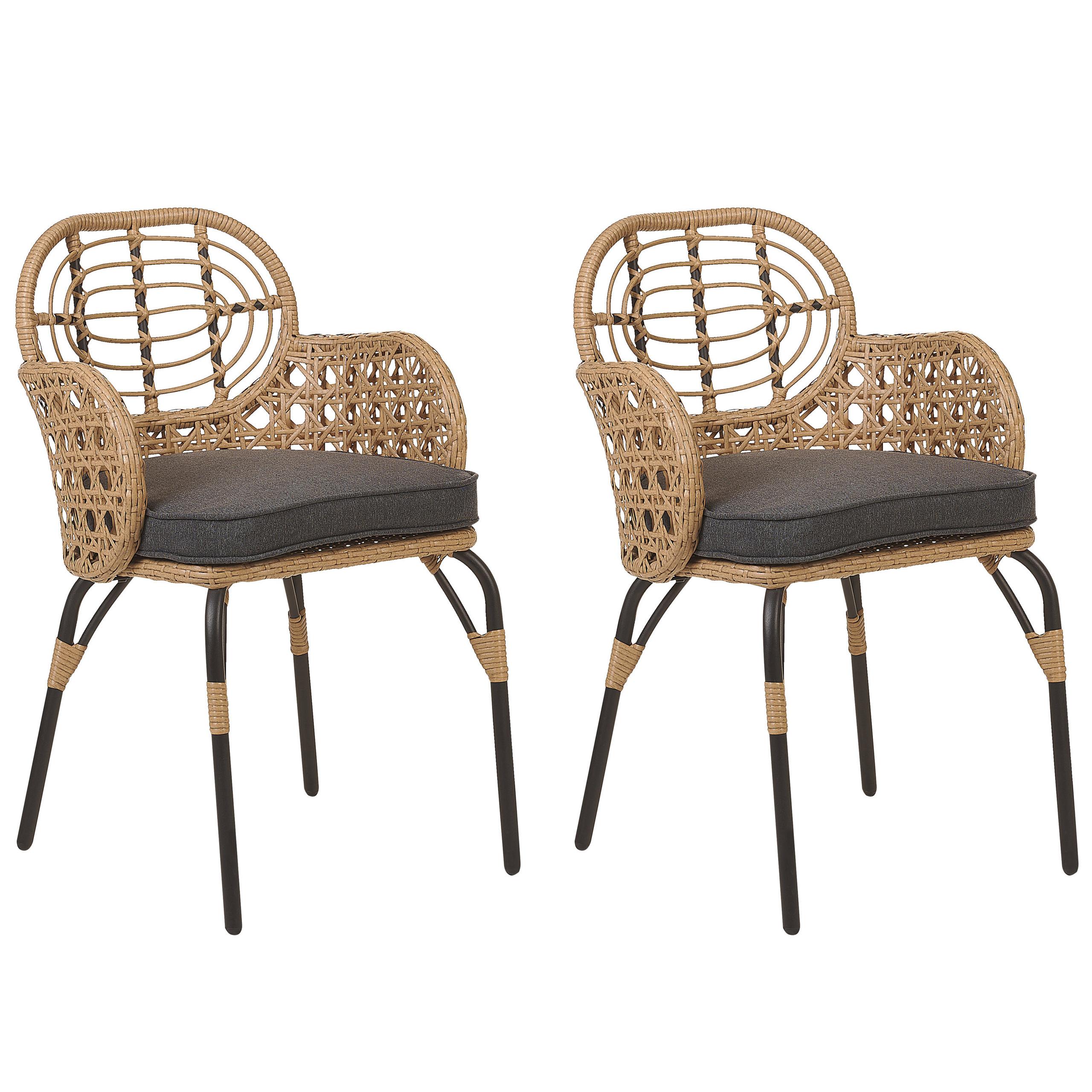 wohnli-moebel-suche-800000531853 Wohnli Möbelsuche - GARTENSTUHL 2er-Set PE Rattan Auflage graphitgrau Pratello
