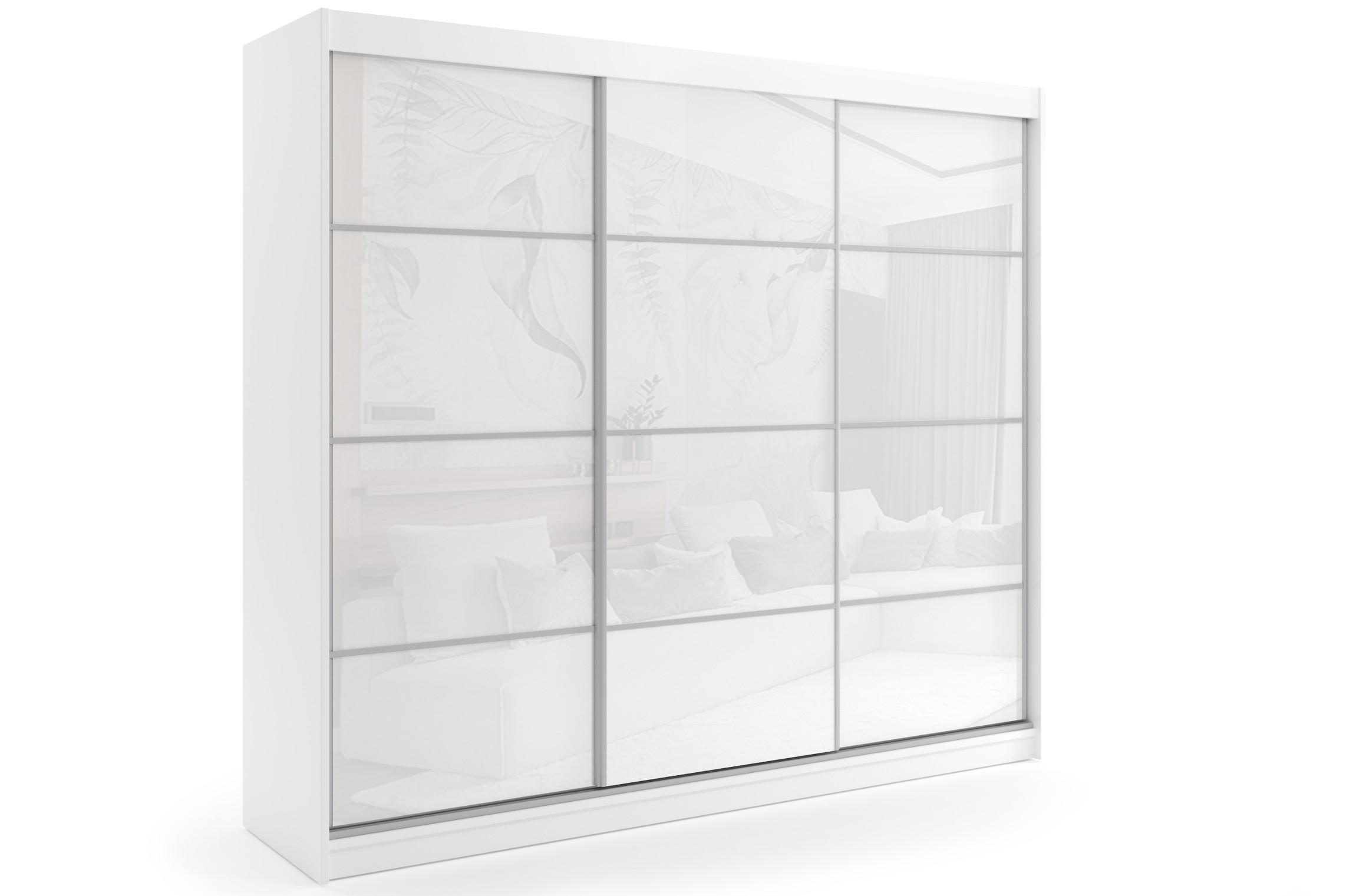 wohnli-moebel-suche-800000532123 Wohnli Möbelsuche - KLEIDERSCHRANK mit Lacobel-Schiebetüren und Aluminium-Leisten
