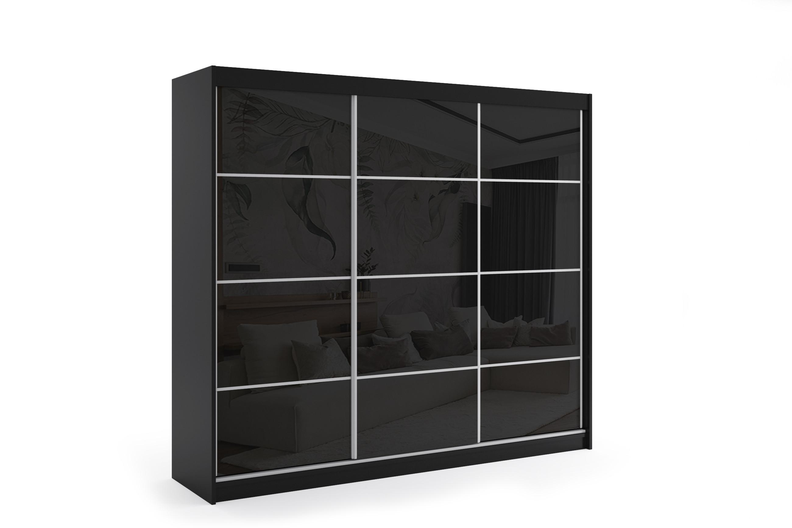 wohnli-moebel-suche-800000532126 Wohnli Möbelsuche - KLEIDERSCHRANK mit Lacobel-Schiebetüren und Aluminium-Leisten