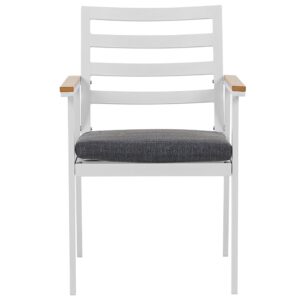 wohnli-moebel-suche-800000532584-1 GARTENSTUHL 4er-Set Aluminium weiß Auflagen grau Cavoli Metall Beliani Garten & Outdoor > Gartenmöbel > Gartenstühle Weiß