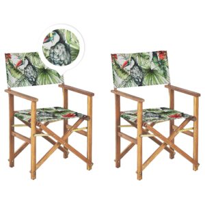 wohnli-moebel-suche-800000532614 Wohnli Möbelsuche - GARTENSTUHL 2er-Set Akazienholz hellbraun Auflagen grau/bunt Tukanmotiv Cine