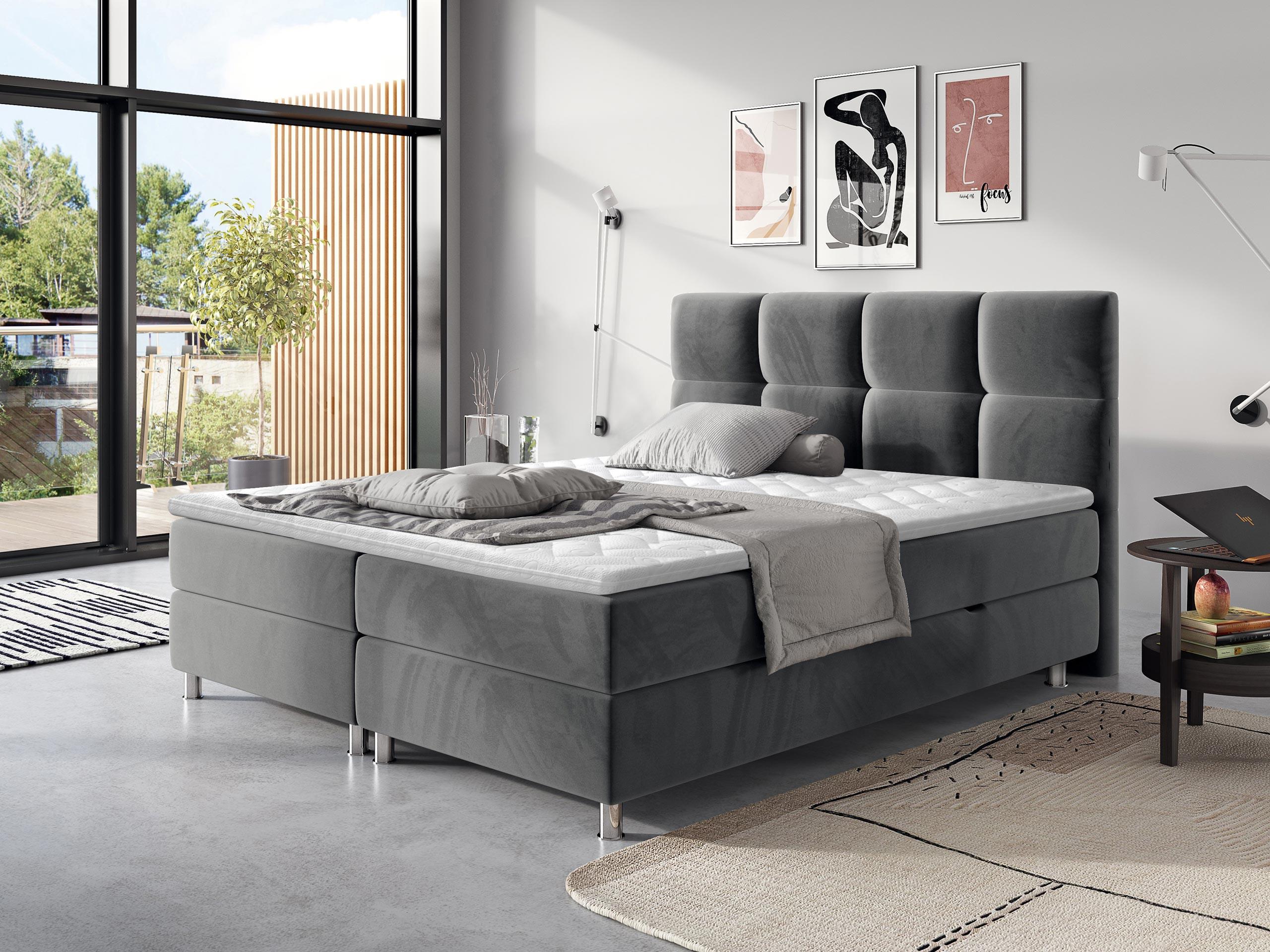 BOXBETT Dave - H3 Textil MIRJAN24 Möbel > Betten > Boxspringbetten Grau
