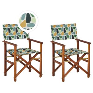 Wohnli Möbelsuche - GARTENSTUHL 2er-Set Akazienholz dunkelbraun Auflagen grau/mehrfarbig Fleckenmuster Cine