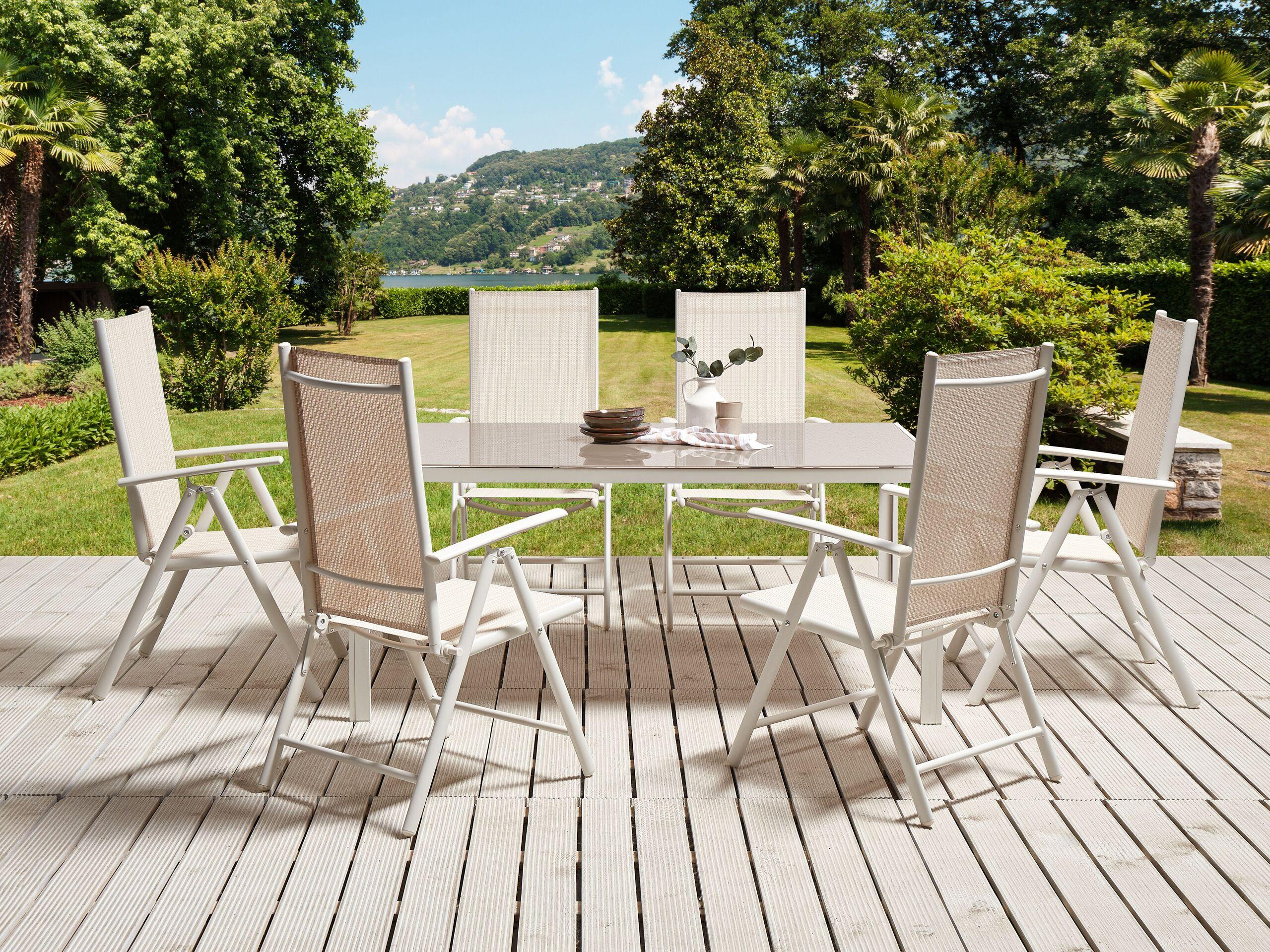 GARTENSTUHL 6er-Set Aluminium beige Catania Metall Beliani Garten & Outdoor > Gartenmöbel > Gartenstühle Beige