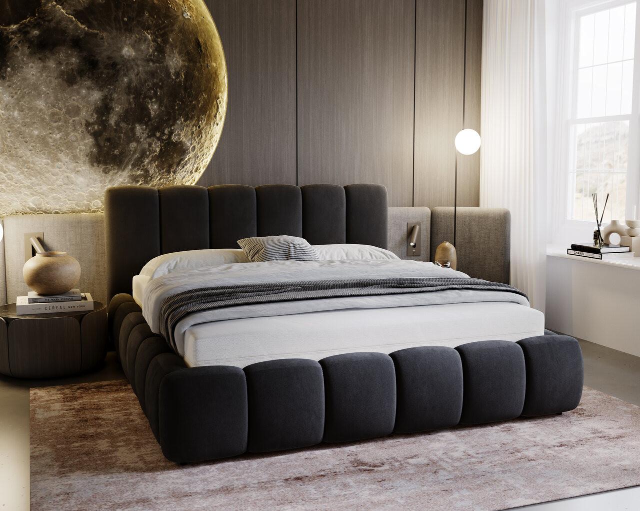 wohnli-moebel-suche-800000539369-1 POLSTERBETT Cloud 160x200 Anthracite Textil Graingold Möbel > Betten > Polsterbetten Anthrazit