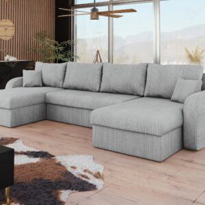 wohnli-moebel-suche-800000540751-1 WOHNLANDSCHAFT Kris U Cord Textil MIRJAN24 Möbel > Sofas & Couches > Wohnlandschaften > Wohnlandschaften U-Form Grau