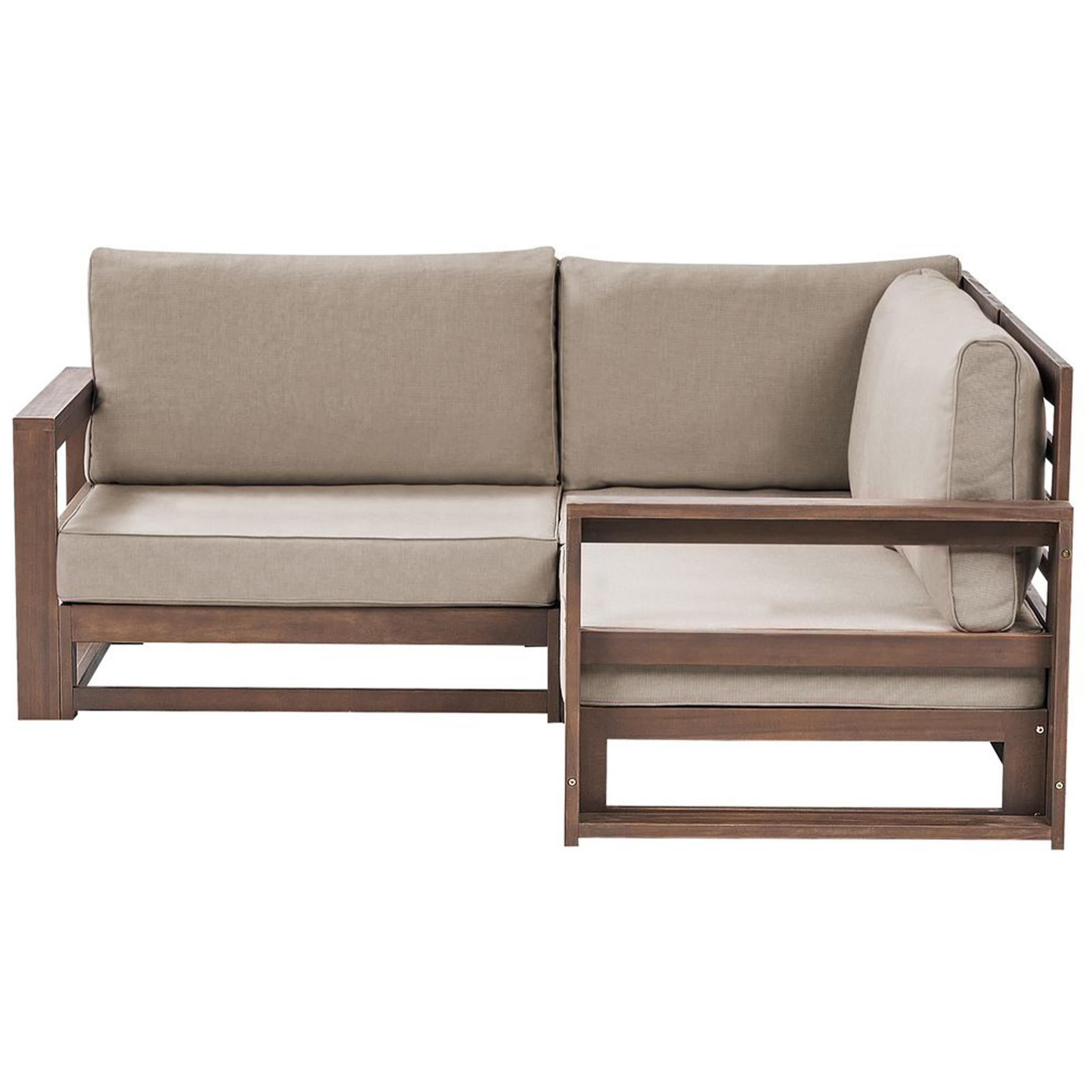 wohnli-moebel-suche-800000541859 Wohnli Möbelsuche - GARTEN ECKSOFA 2-Sitzer zertifiziertes Akazienholz dunkelbraun modular Auflagen taupe Timor II