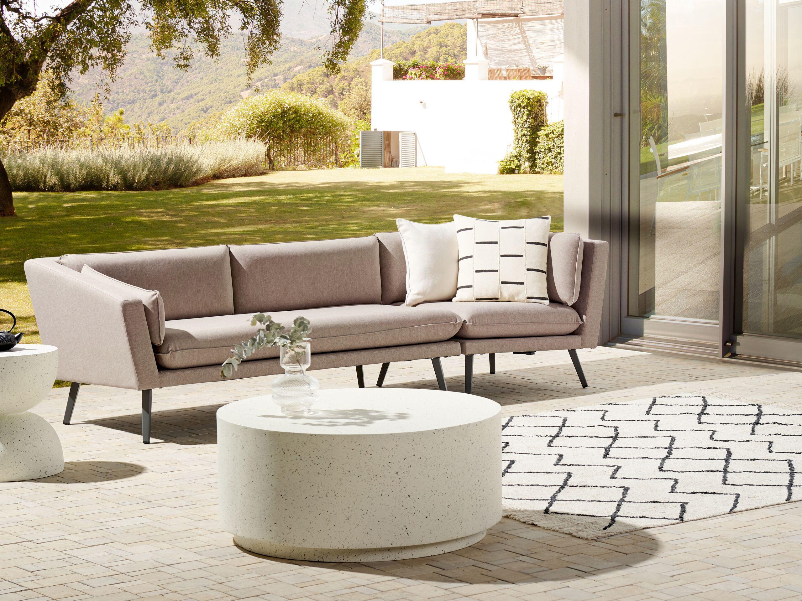 GARTENSOFA 3-Sitzer rechte seite beige modular Loretello Textil Beliani Garten & Outdoor > Gartenmöbel Beige