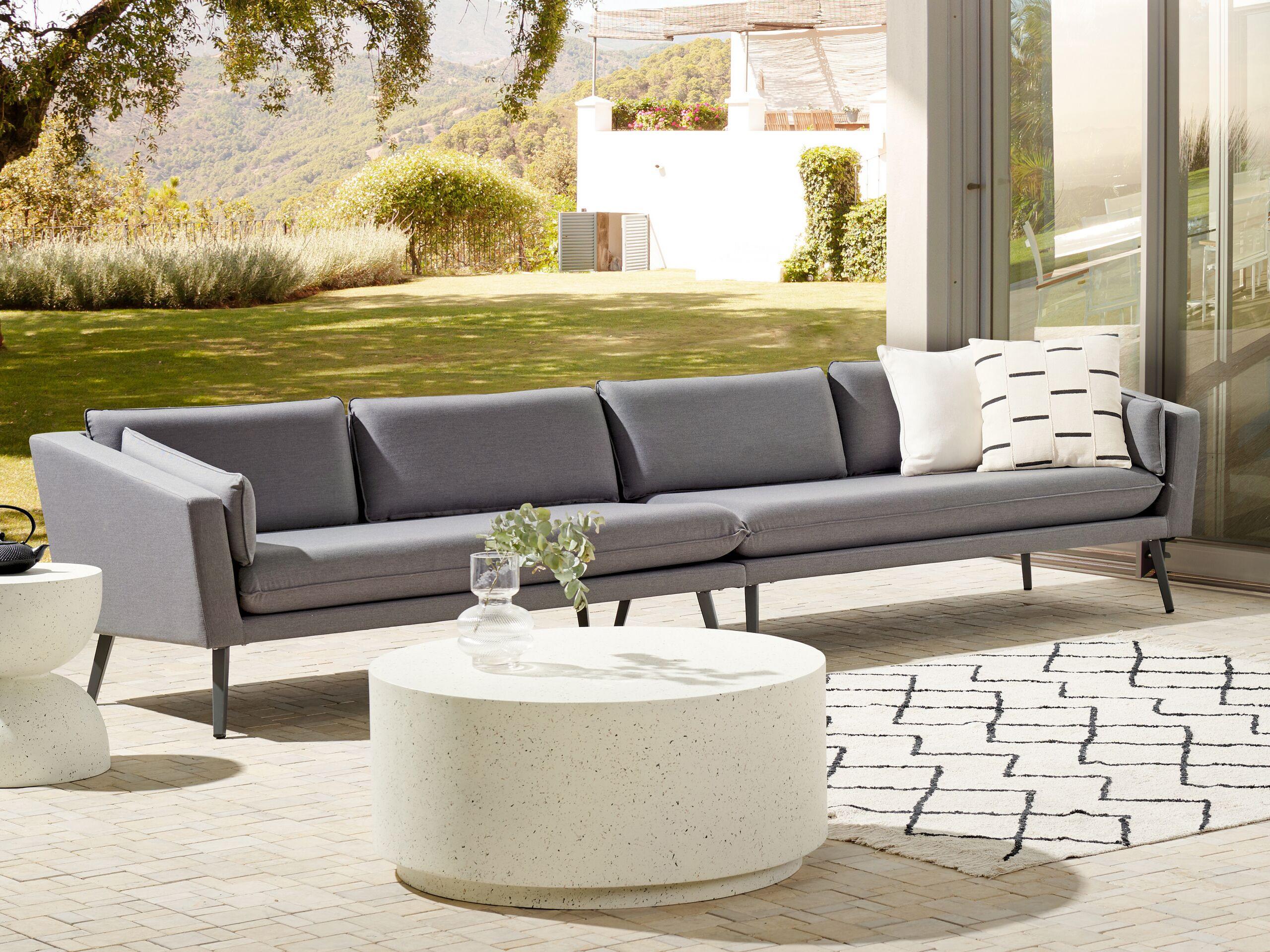 GARTENSOFA 4-Sitzer grau modular Loretello Textil Beliani Garten & Outdoor > Gartenmöbel Grau
