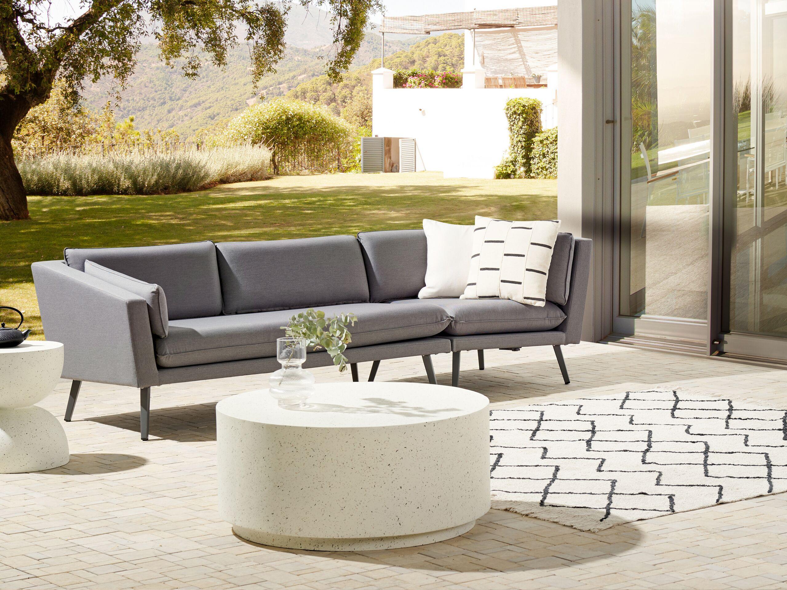 GARTENSOFA 3-Sitzer grau rechte Seite modular Loretello Textil Beliani Garten & Outdoor > Gartenmöbel Grau