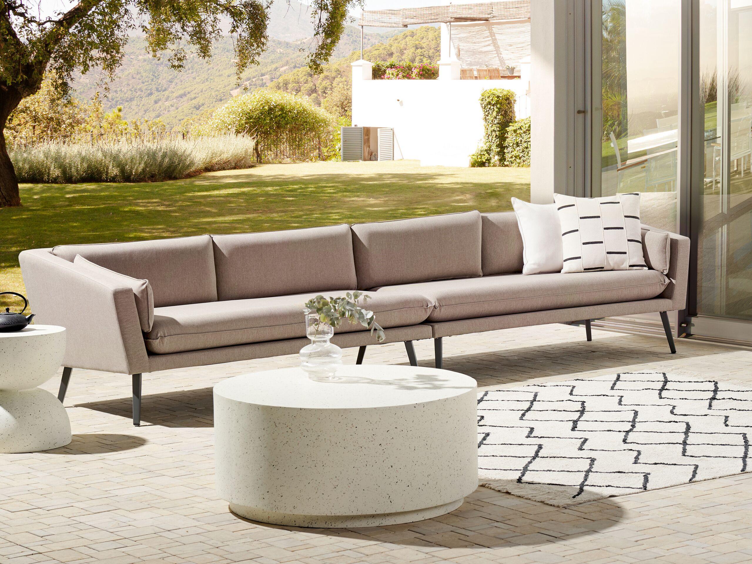 GARTENSOFA 4-Sitzer beige modular Loretello Textil Beliani Garten & Outdoor > Gartenmöbel Beige