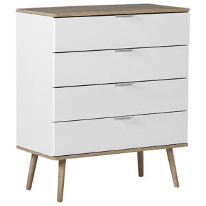 Wohnli Möbelsuche - KOMMODE 4 Schubladen weiß/heller Holzfarbton Walpi