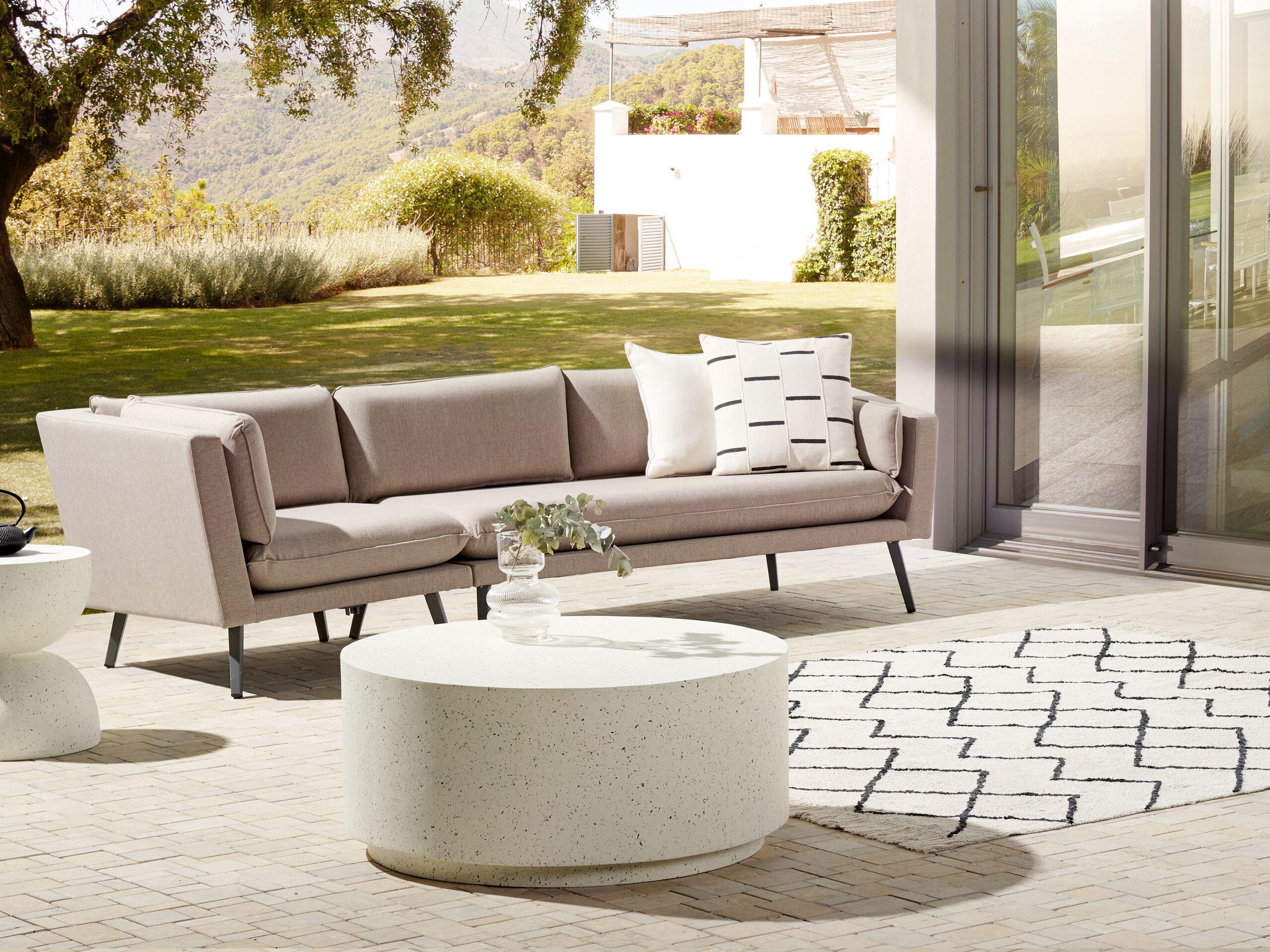 GARTENSOFA 3-Sitzer linke seite beige modular Loretello Textil Beliani Garten & Outdoor > Gartenmöbel Beige