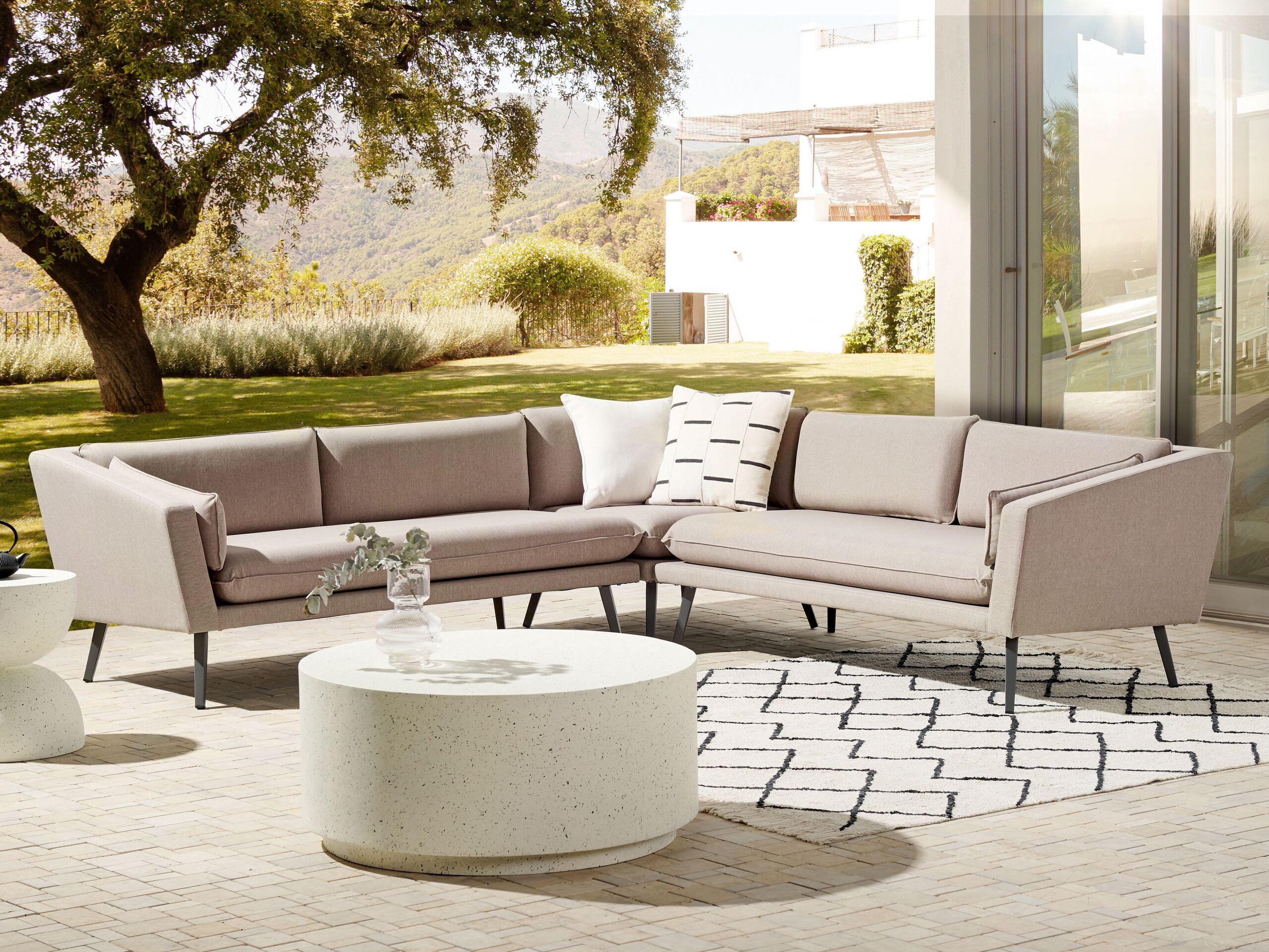 GARTEN-ECKSOFA 5-Sitzer beige modular Loretello Textil Beliani Garten & Outdoor > Gartenmöbel Beige