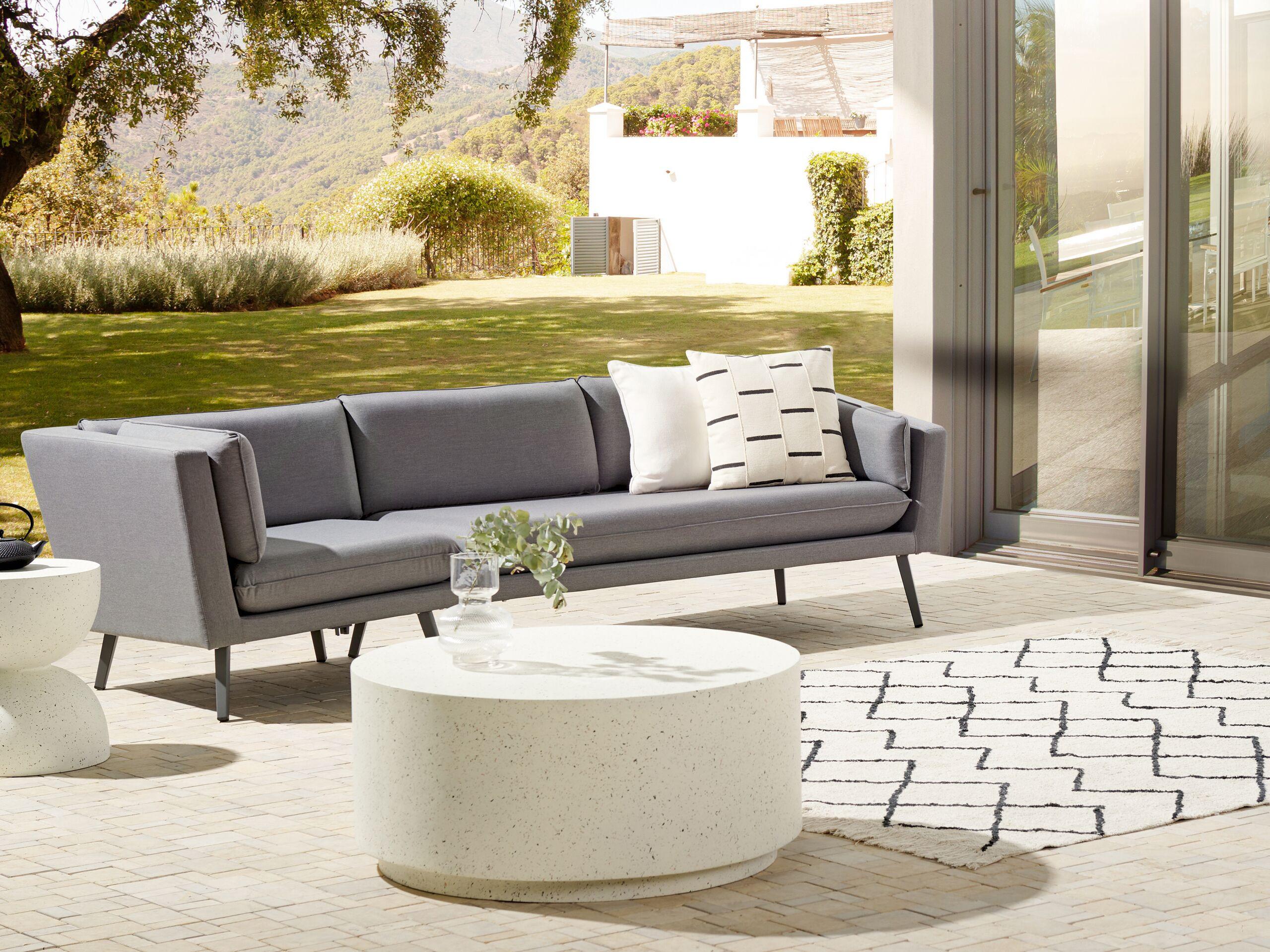 GARTENSOFA 3-Sitzer grau linke Seite modular Loretello Textil Beliani Garten & Outdoor > Gartenmöbel Grau