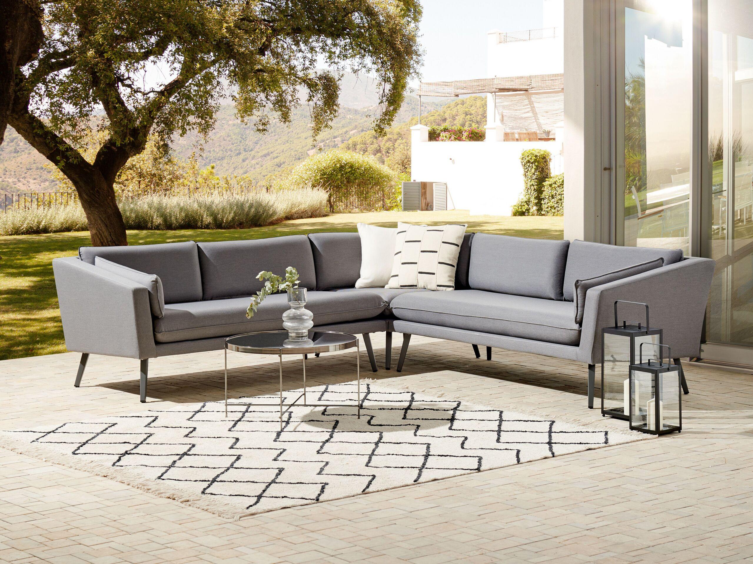 GARTEN-ECKSOFA 5-Sitzer grau modular Loretello Textil Beliani Garten & Outdoor > Gartenmöbel Grau