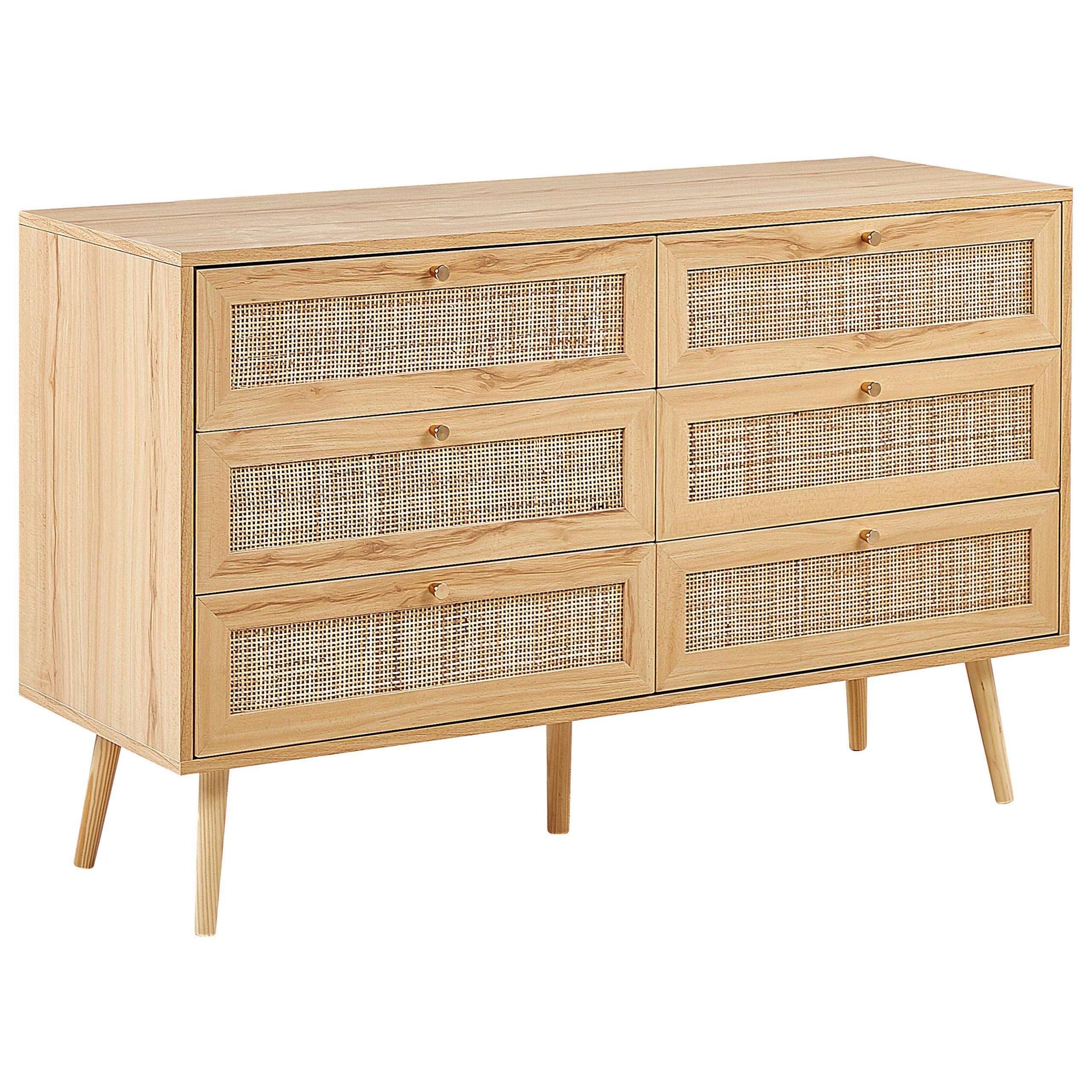 wohnli-moebel-suche-800000541882 Wohnli Möbelsuche - KOMMODE 6 Schubladen Rattan Helles Holz Perote