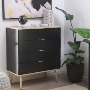 wohnli-moebel-suche-800000541885-1 KOMMODE 4 Schubladen schwarz/heller Holzfarbton Walpi Holzwerkstoff Beliani Möbel > Kommoden & Schubladenschränke > Kommoden Schwarz