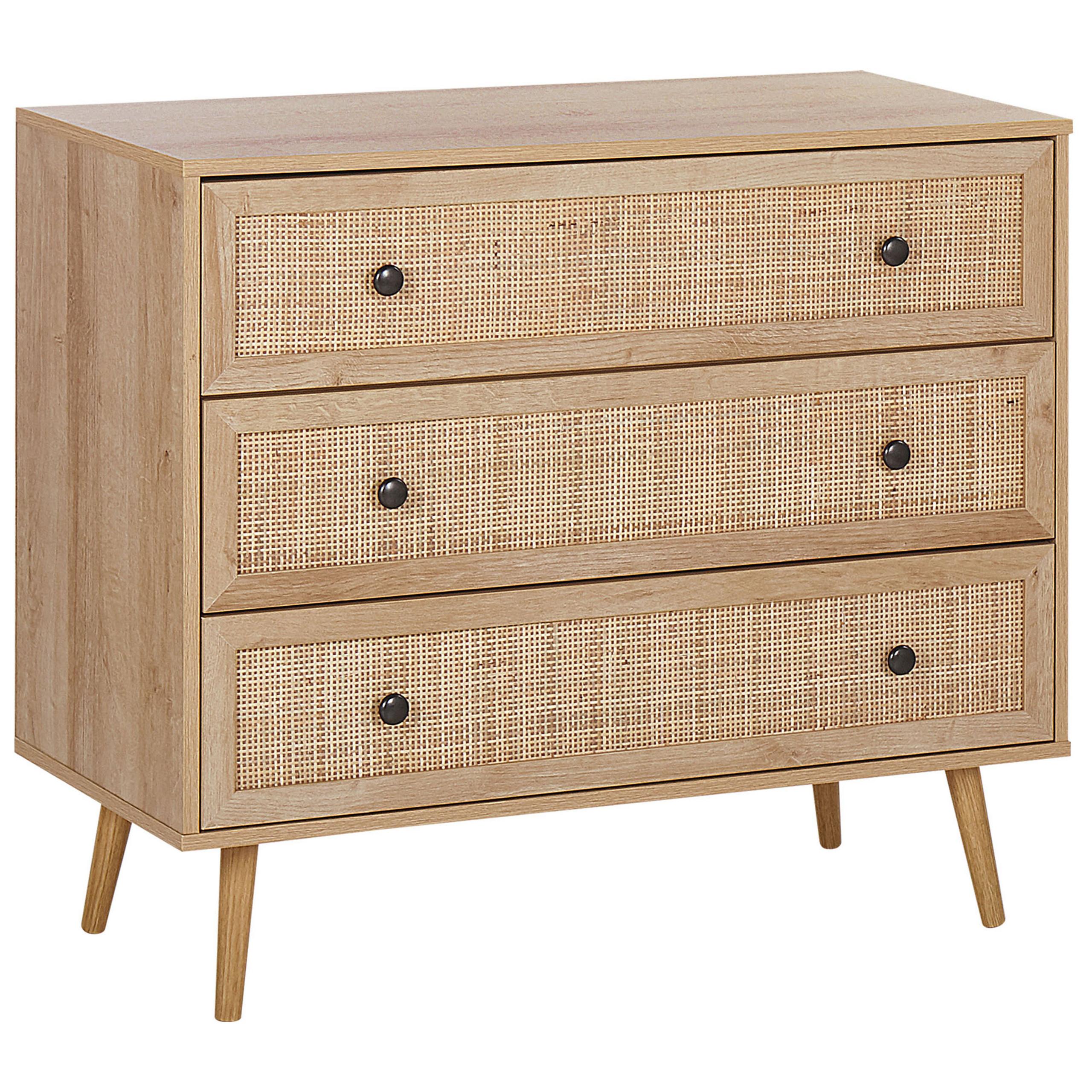 wohnli-moebel-suche-800000541895 Wohnli Möbelsuche - KOMMODE 3 Schubladen Rattan heller Holzfarbton Ponca