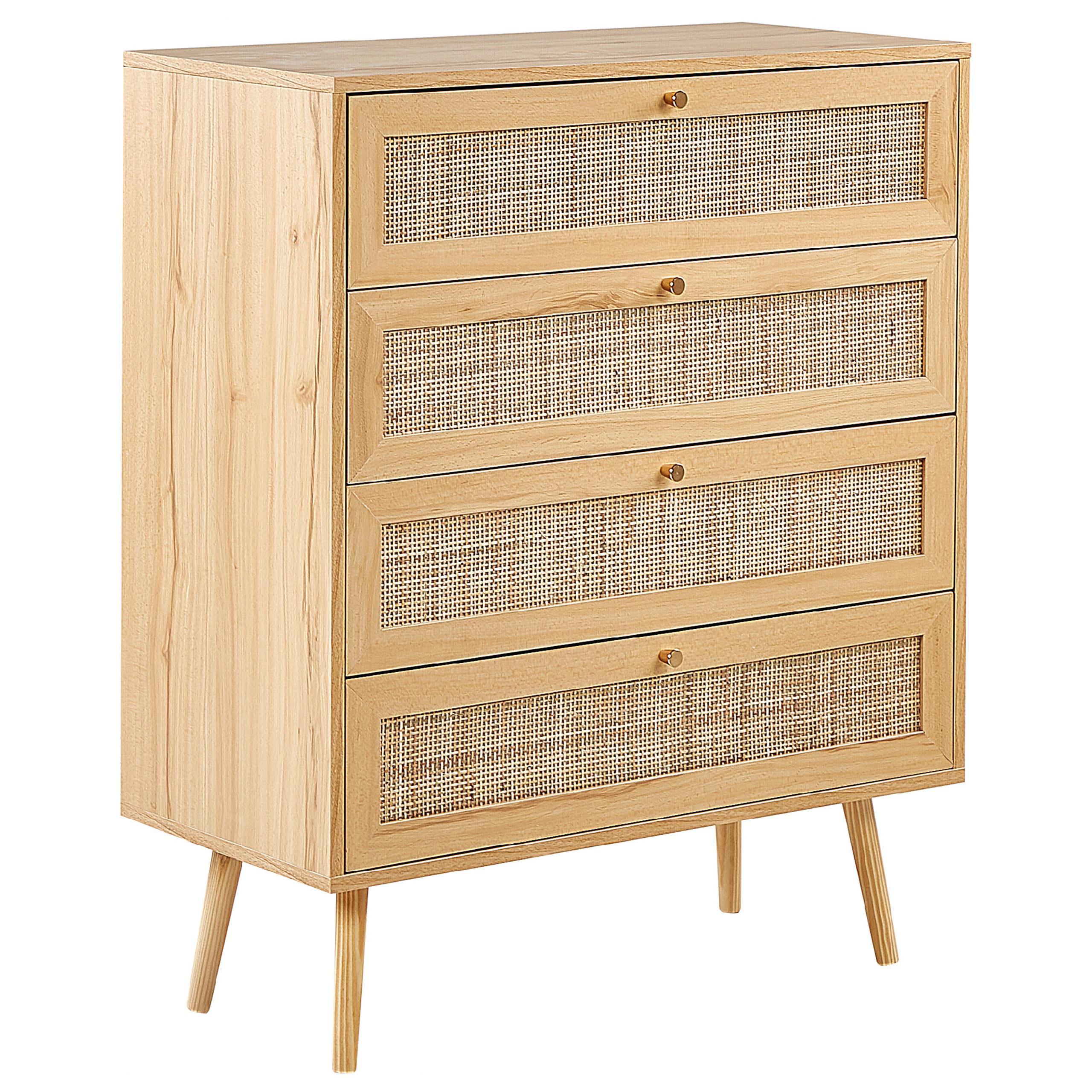 wohnli-moebel-suche-800000541897 Wohnli Möbelsuche - KOMMODE 4 Schubladen Rattan Helles Holz Perote