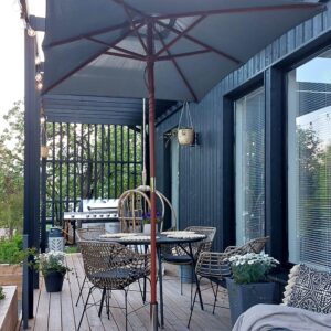 wohnli-moebel-suche-800000543794-1 SONNENSCHIRM dunkelgrau 195/144/244 cm Flamenco Textil Beliani Garten & Outdoor > Sonnen- & Sichtschutz > Sonnen- & Ampelschirme Grau