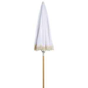 SONNENSCHIRM weiß mit Volant 150 cm Mondello Textil Beliani Garten & Outdoor > Sonnen- & Sichtschutz > Sonnen- & Ampelschirme Weiß