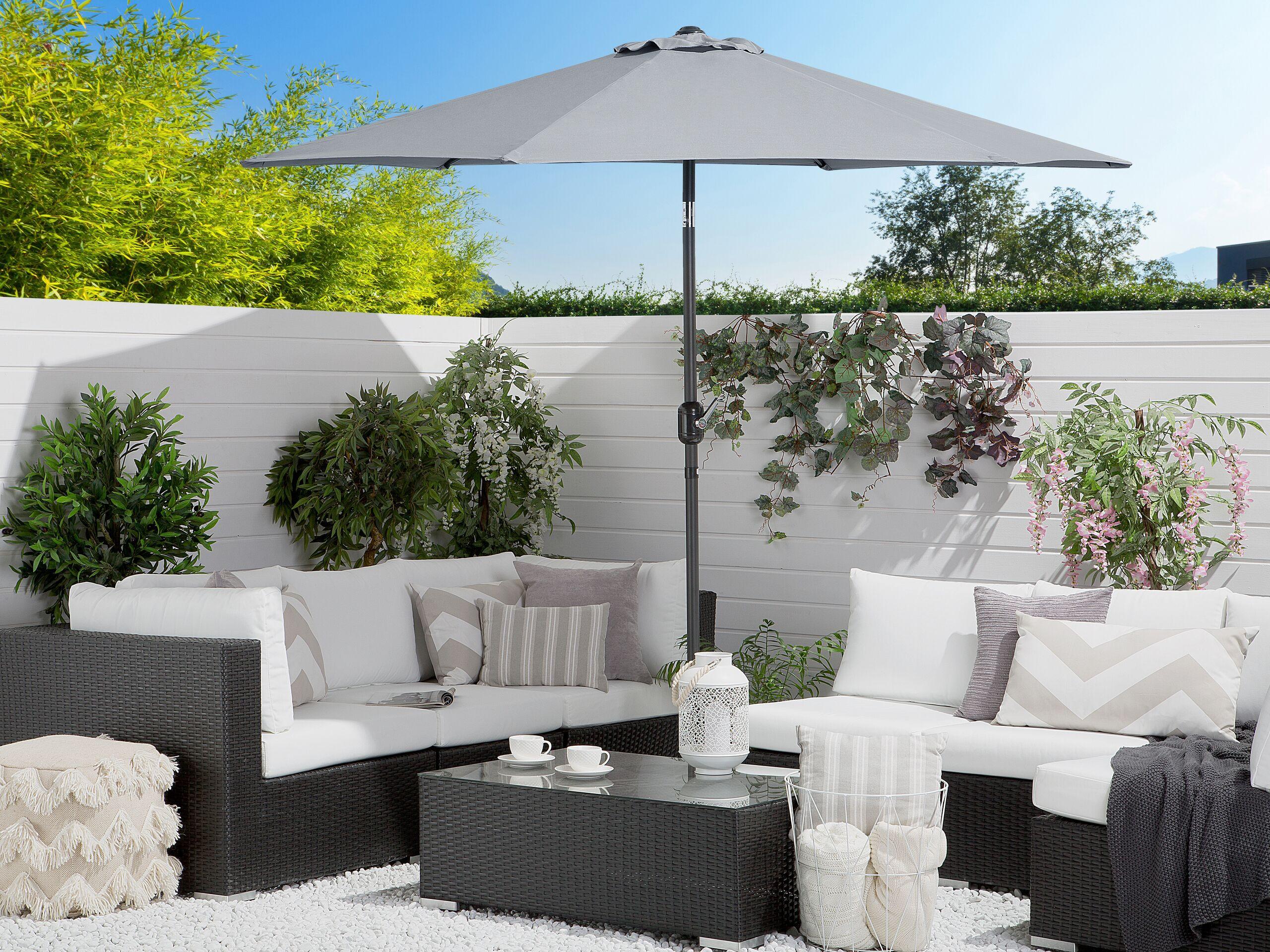 SONNENSCHIRM 270 cm dunkelgrau Varese Textil Beliani Garten & Outdoor > Sonnen- & Sichtschutz > Sonnen- & Ampelschirme Grau