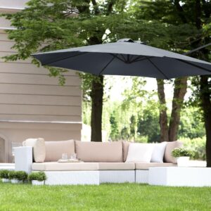 wohnli-moebel-suche-800000543833-1 AMPELSCHIRM dunkelgrau 300 cm Savona Textil Beliani Garten & Outdoor > Sonnen- & Sichtschutz > Sonnen- & Ampelschirme Grau